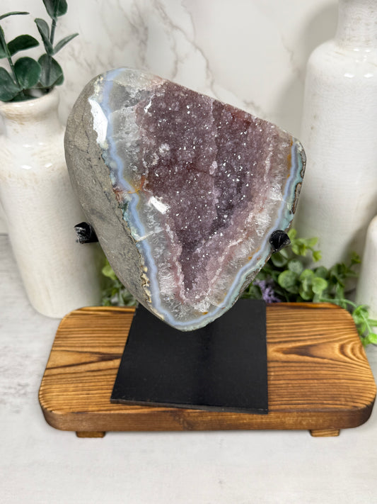 Berry Pink Sugary Amethyst on Stand