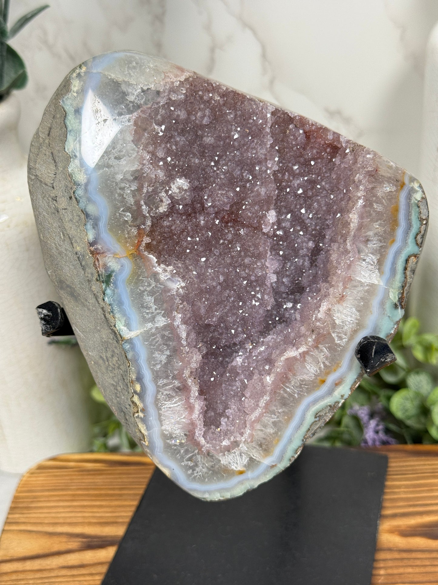 Berry Pink Sugary Amethyst on Stand