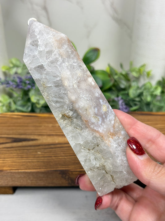 Green Quartz + Flower Agate Towers - B