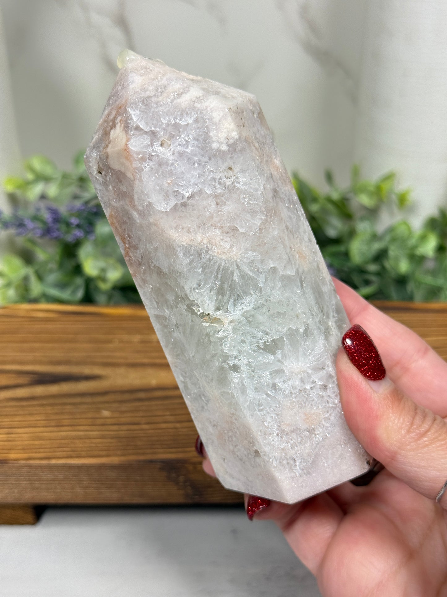 Green Quartz + Flower Agate Towers - B