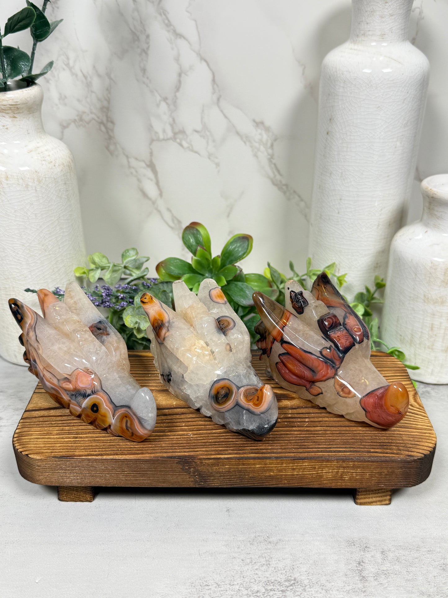 Red Sardonyx Dragon Heads