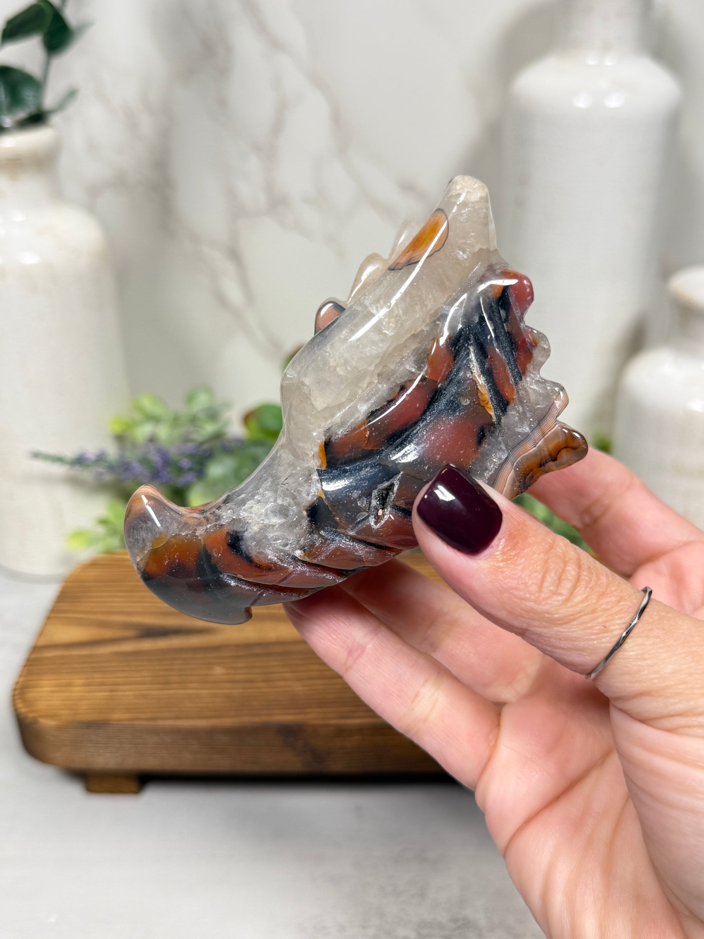 Red Sardonyx Dragon Heads