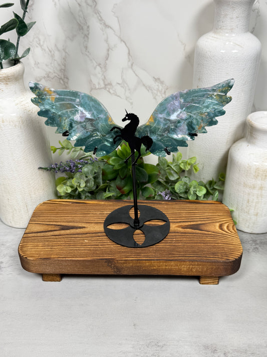Green Ocean Jasper Unicorn Wings