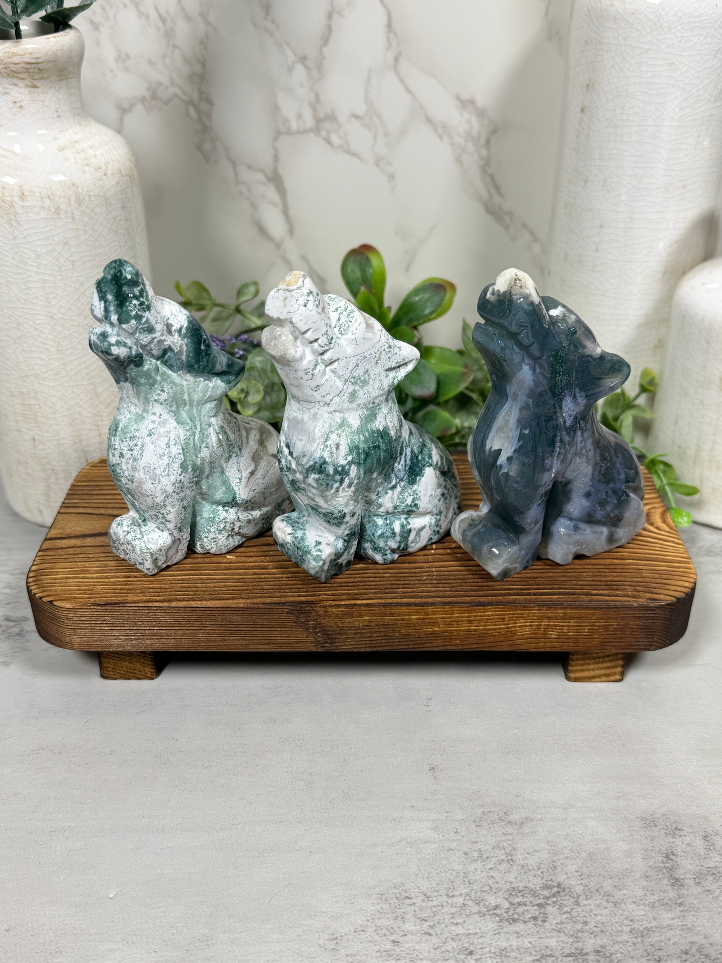 Moss Agate Wolves