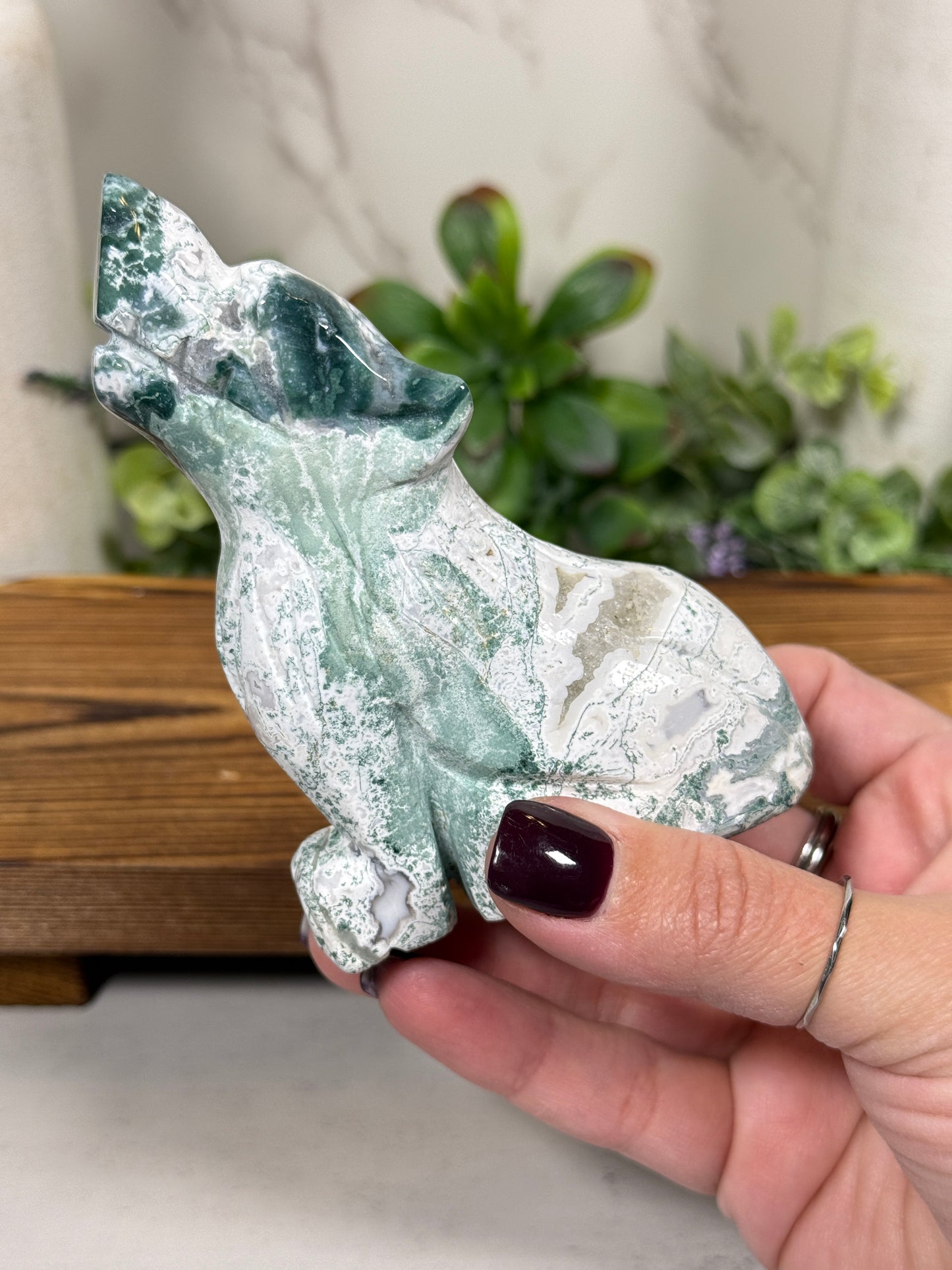 Moss Agate Wolves