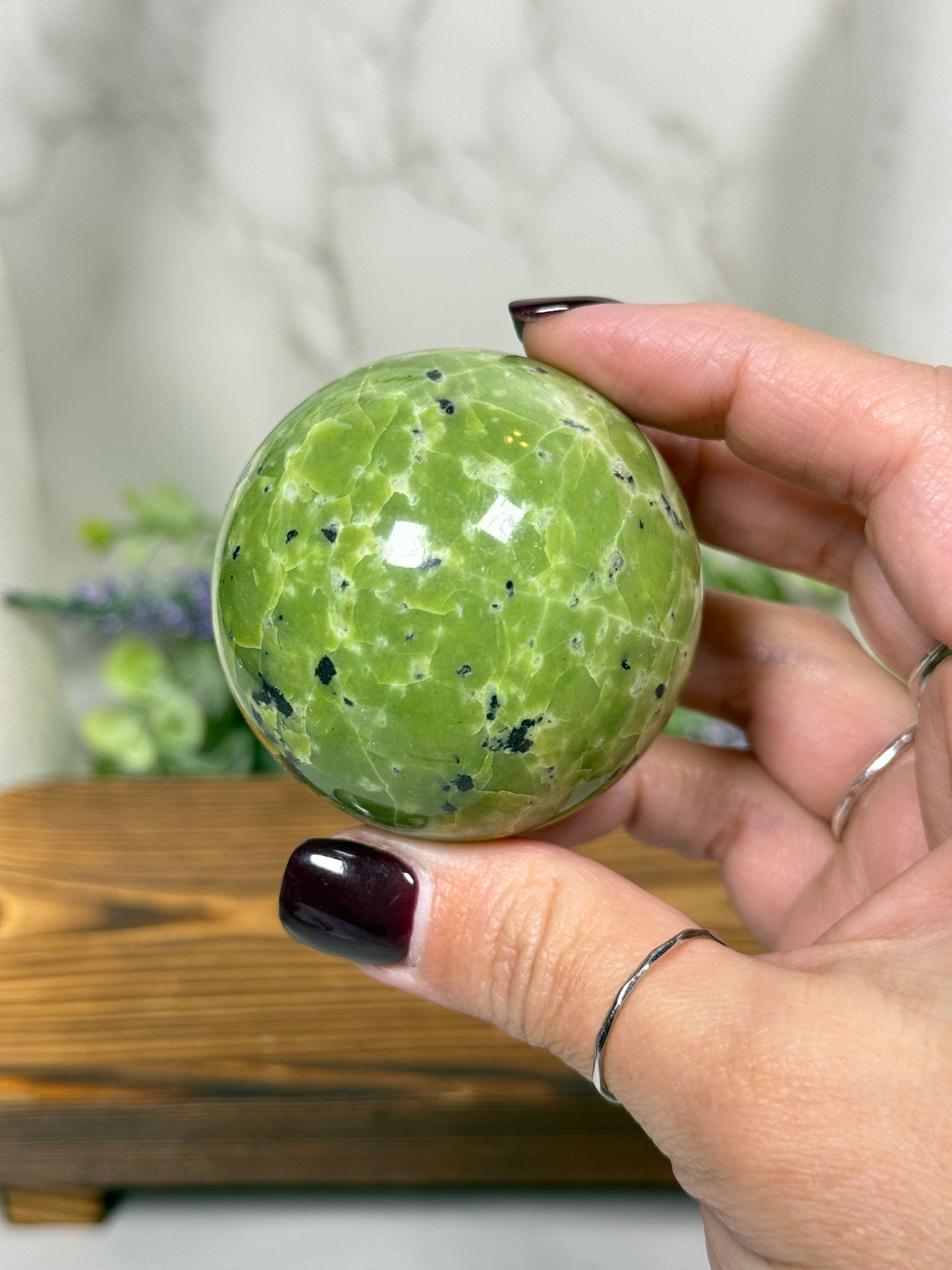 Green Serpentine Spheres