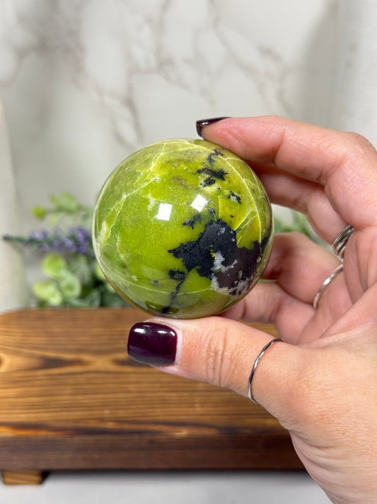 Green Serpentine Spheres