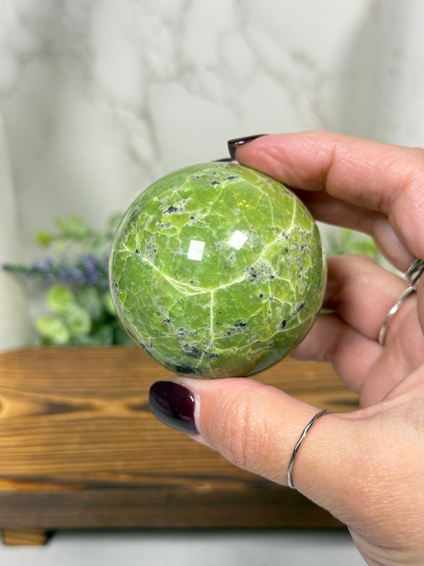 Green Serpentine Spheres