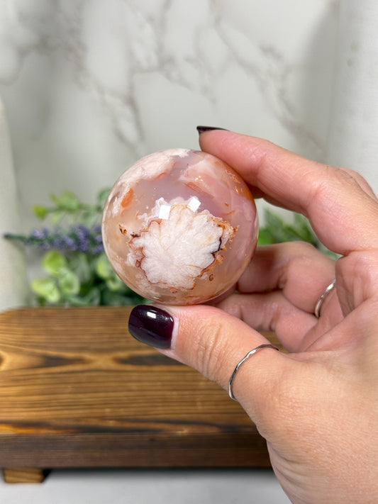 Pink Carnelian Flower Spheres