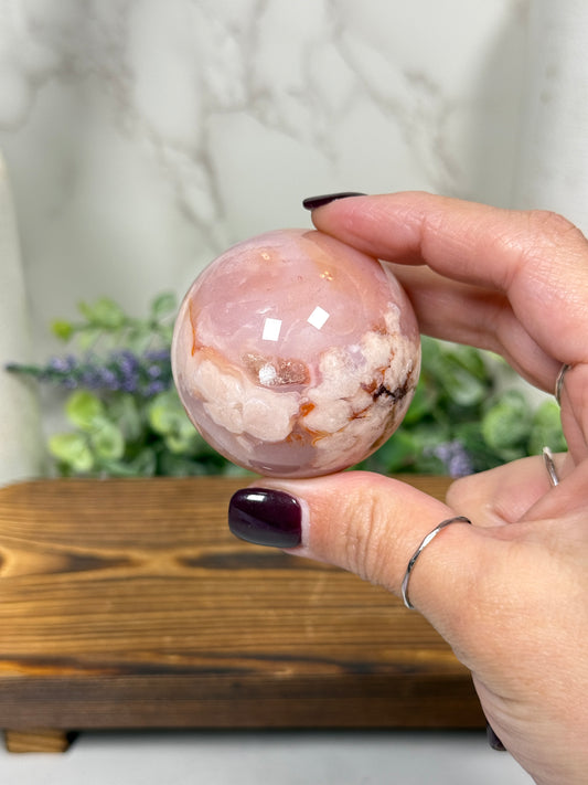 Pink Carnelian Flower Spheres