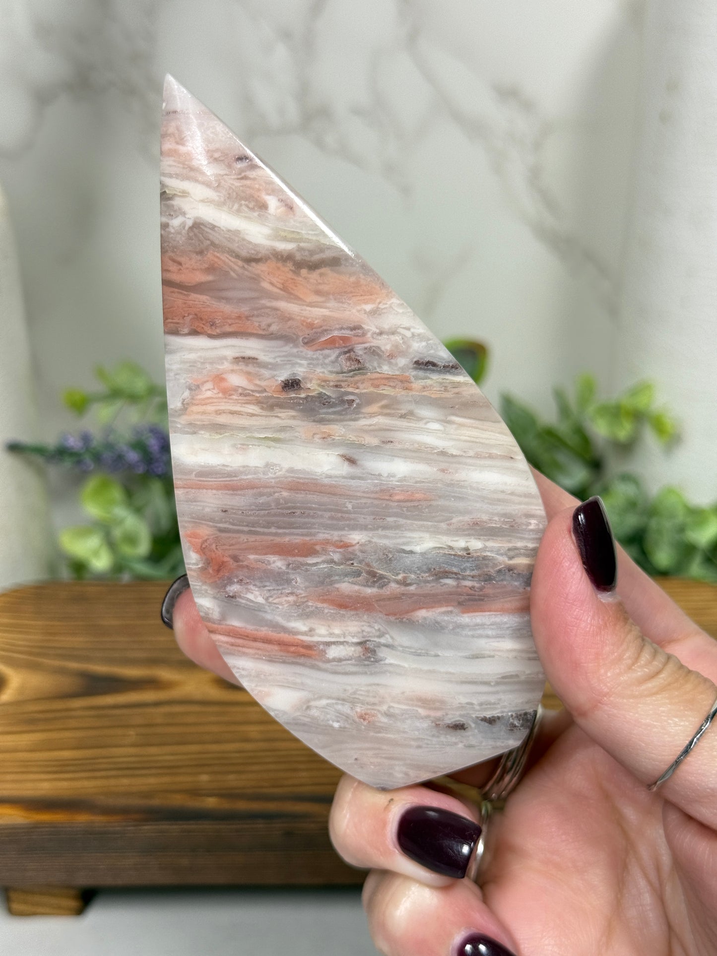 Pink Agate Banded Teardrops