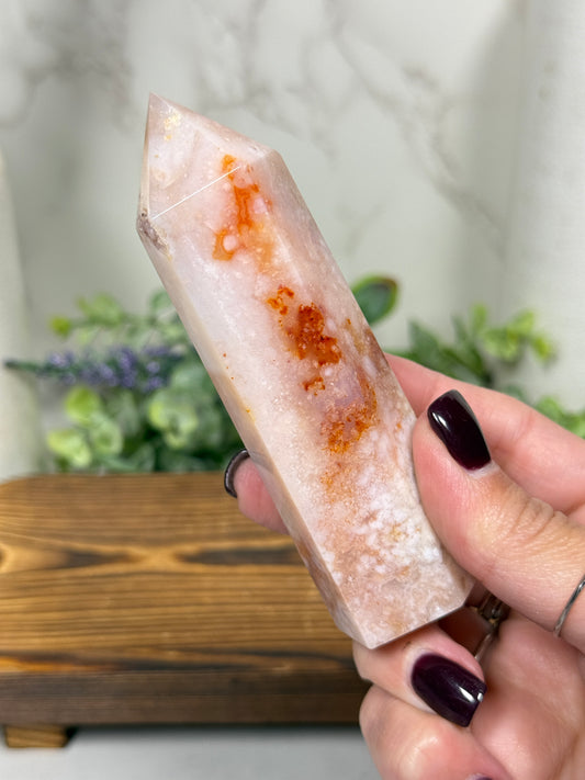 Pink Carnelian Flower Towers