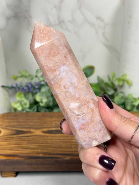 Pink Carnelian Flower Towers