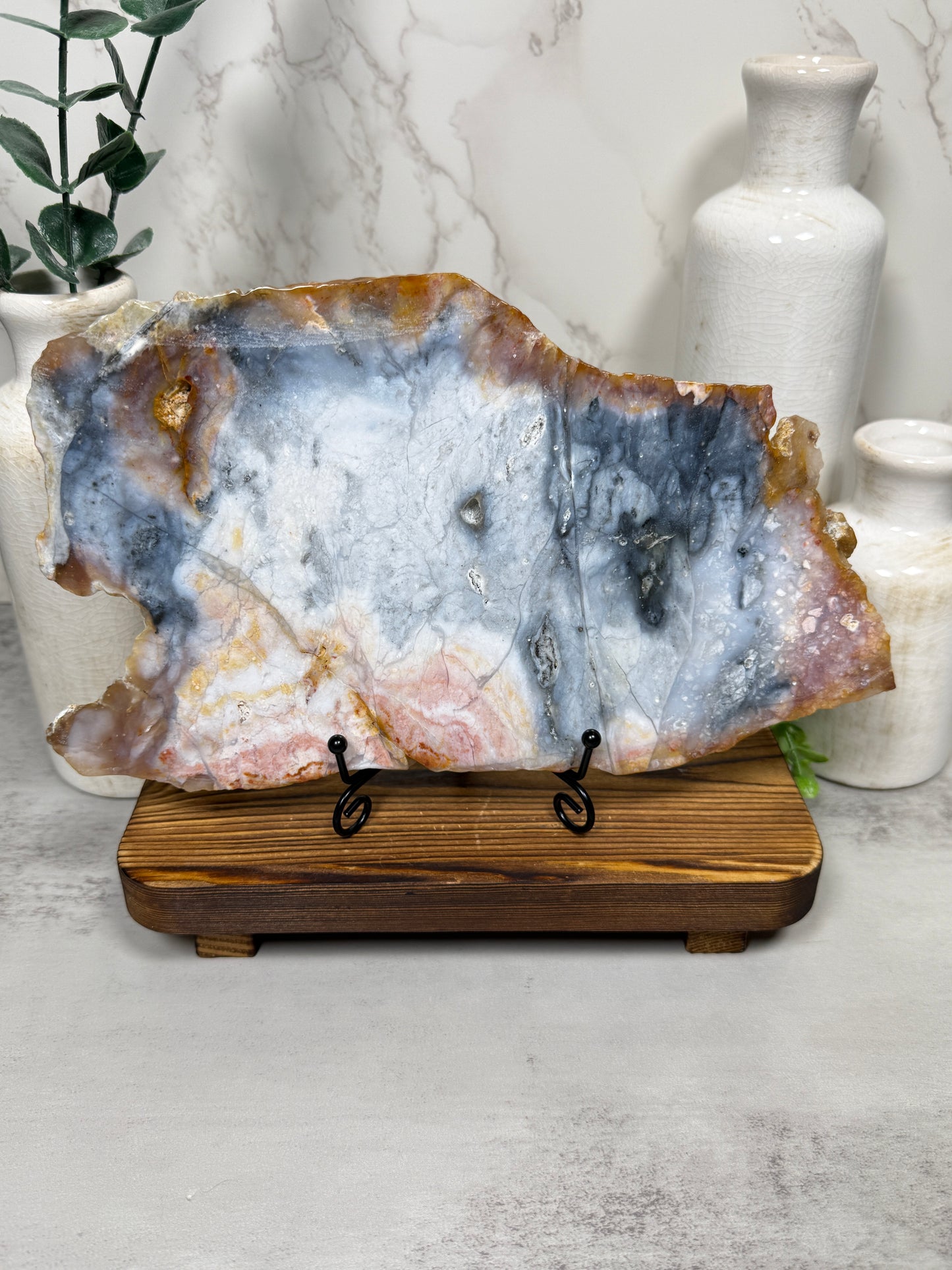 Pink & Blue Petrified Wood Slab