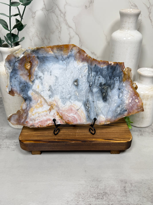 Pink & Blue Petrified Wood Slab