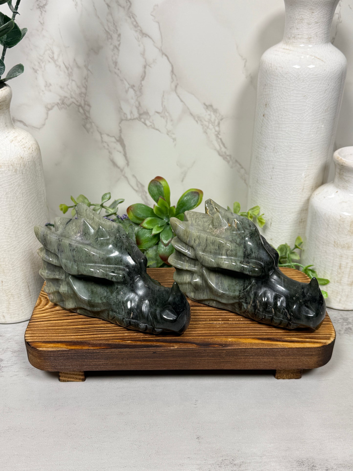 Green Rhodonite Jasper Dragon Head