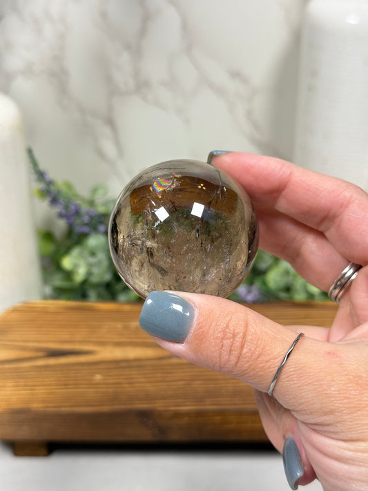 Smokey Quartz with Rainbow Spheres