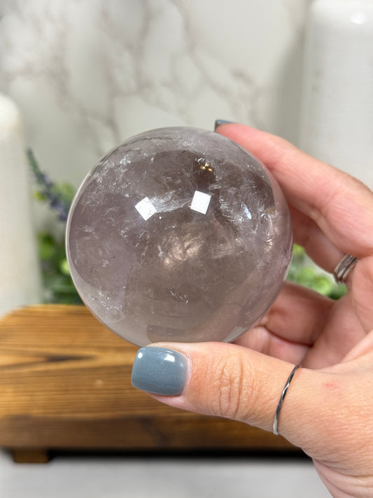 Smokey Quartz with Amethyst Spheres