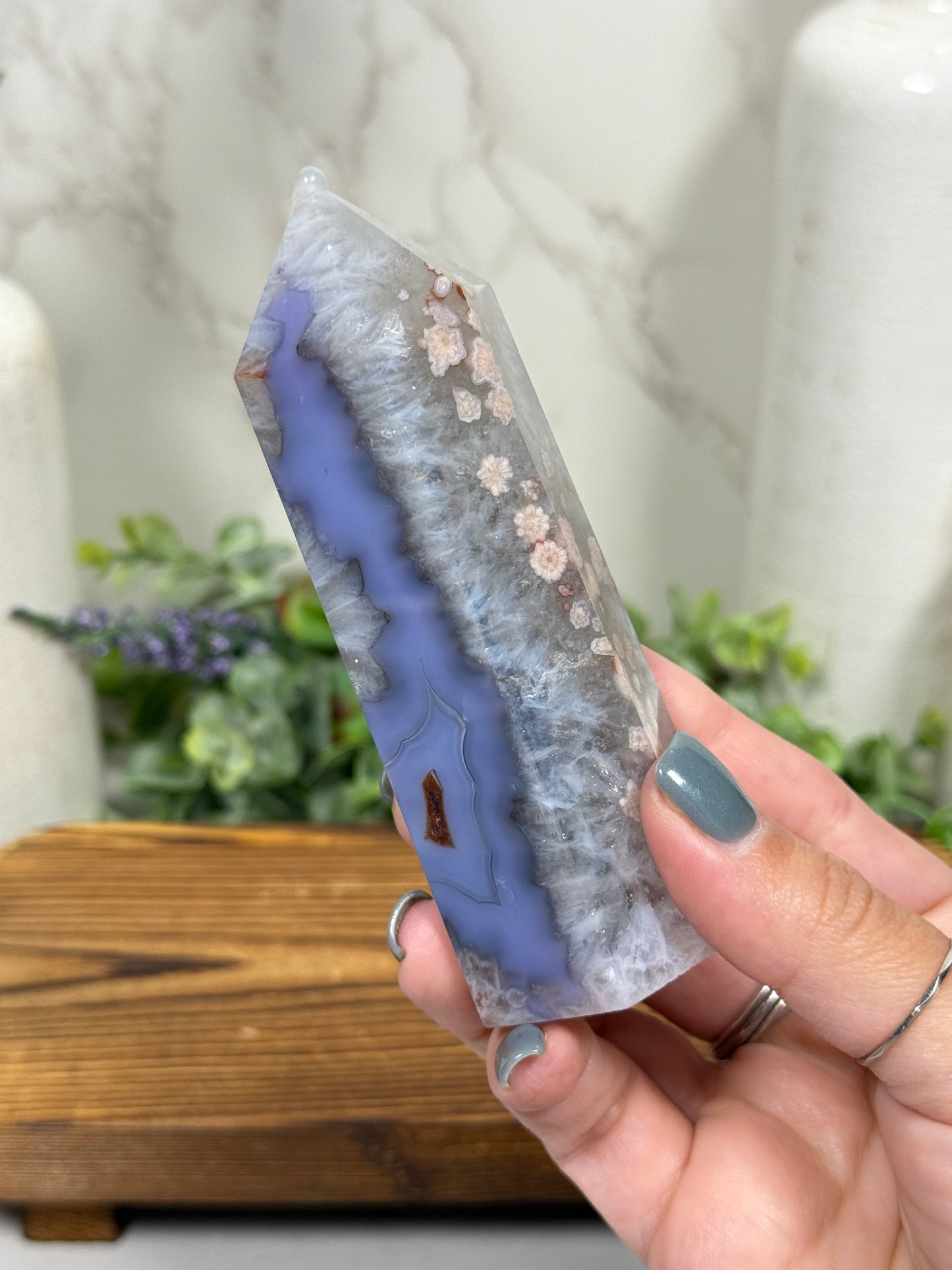 Blue Flower Agate Towers