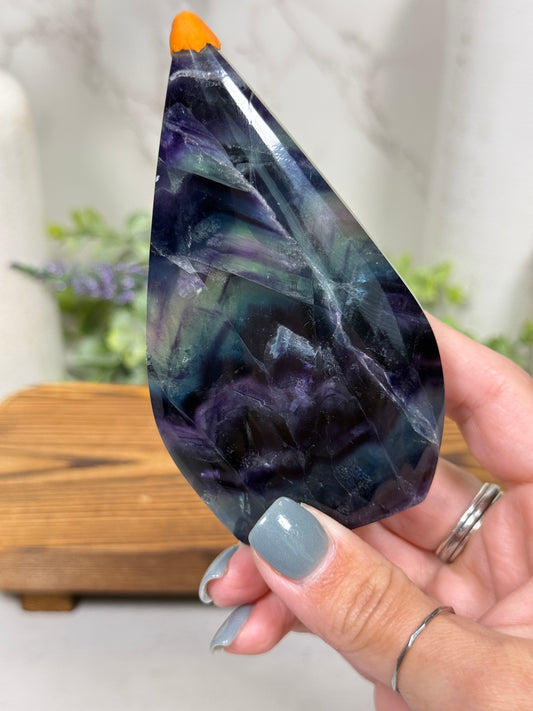 Purple Green Fluorite Teardrops