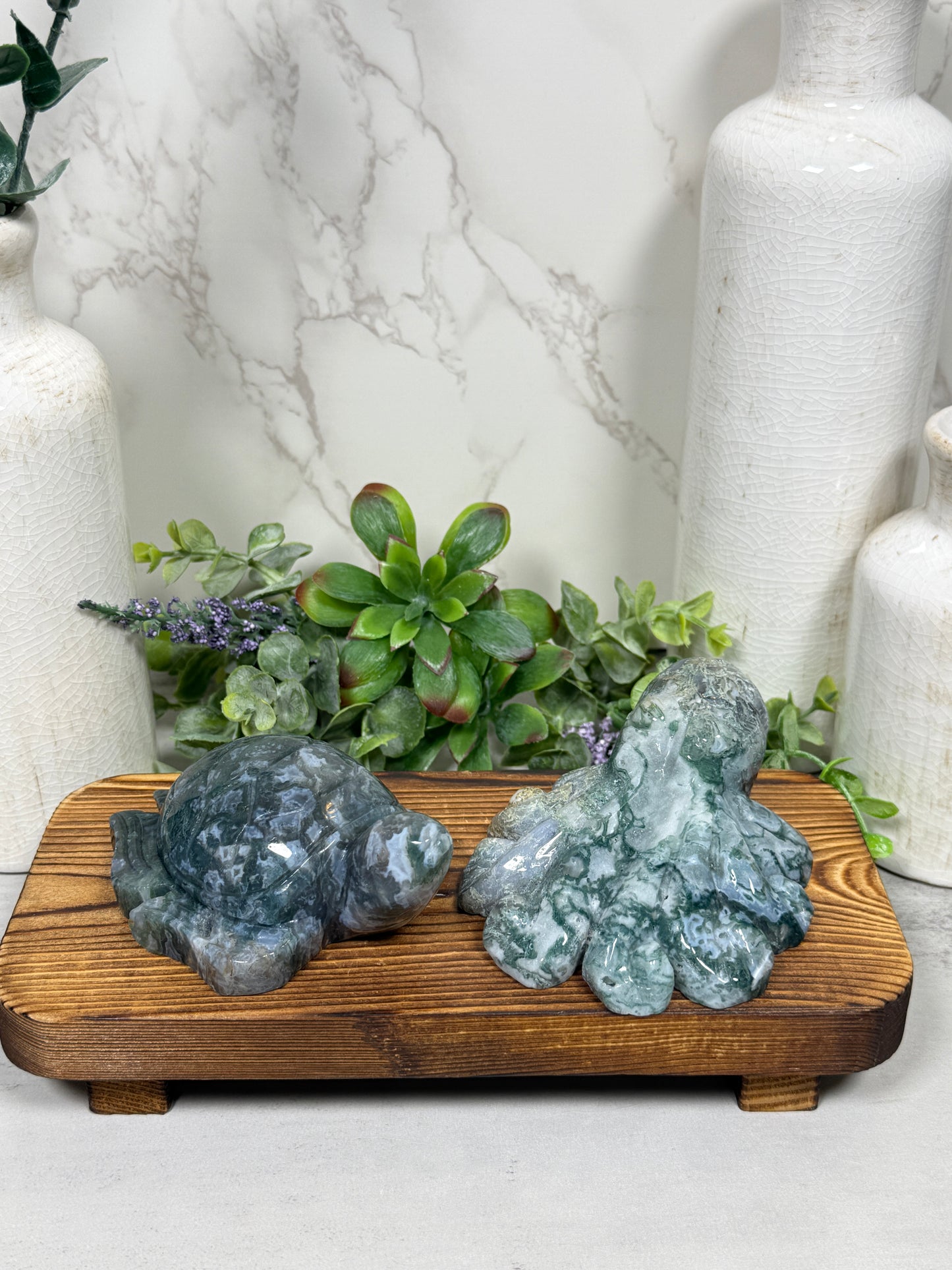 Moss Agate Carvings