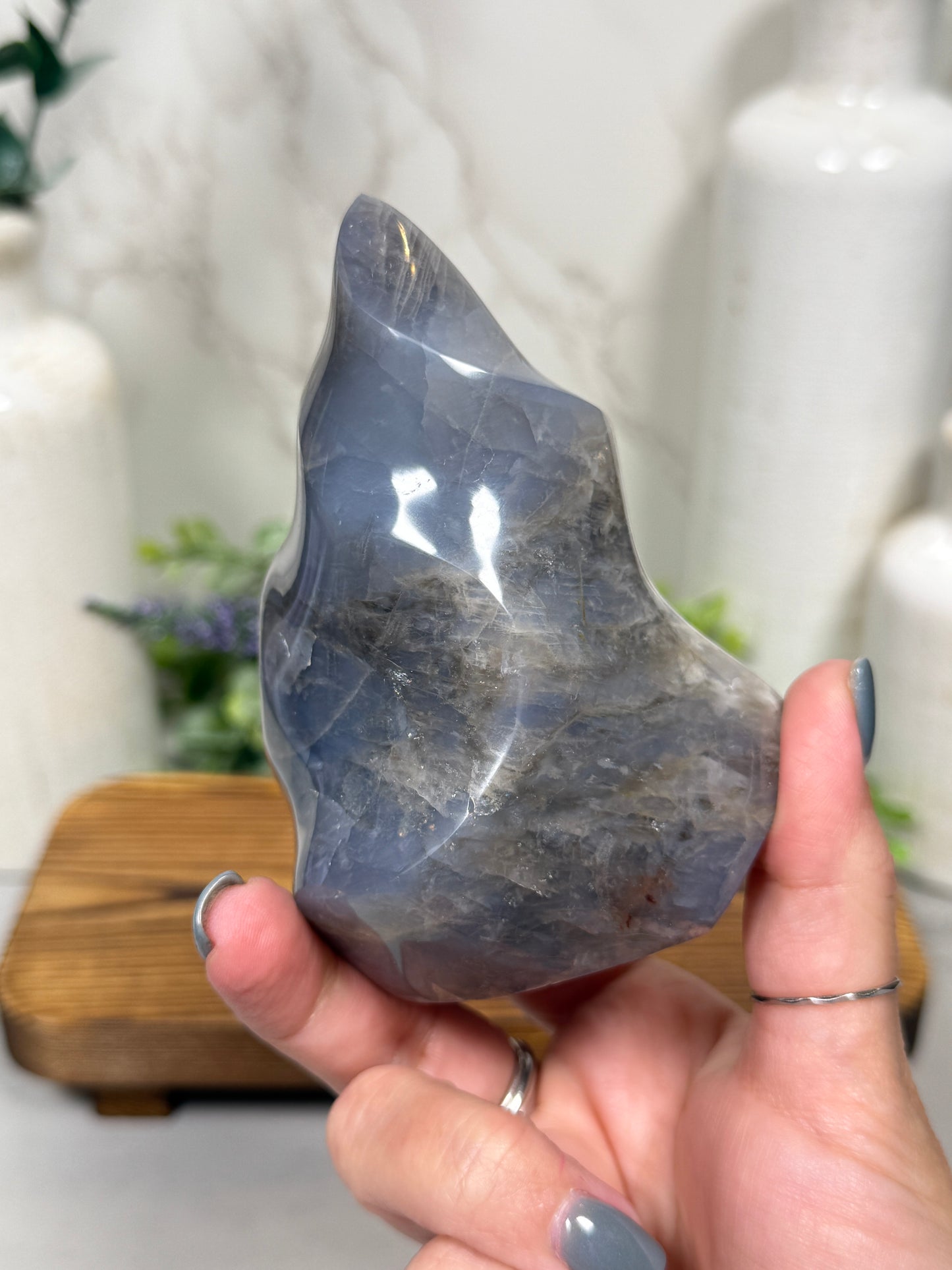 Blue Rose Quartz Flames