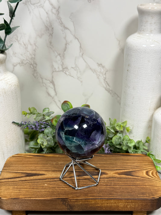 Purple + Green + Blue Fluorite Sphere