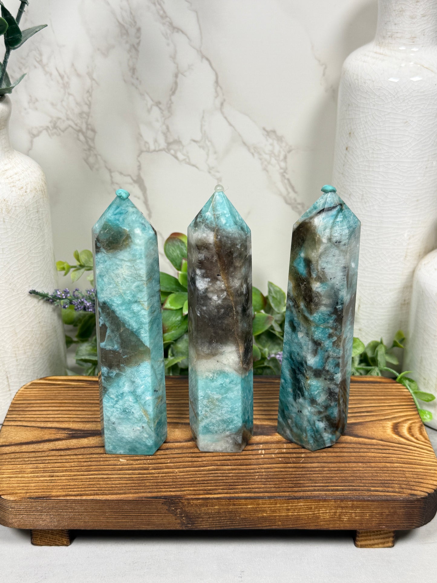 Amazonite + Smoky Quartz Towers
