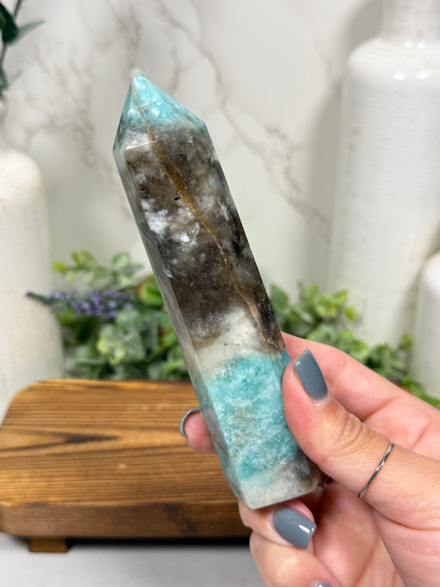 Amazonite + Smoky Quartz Towers