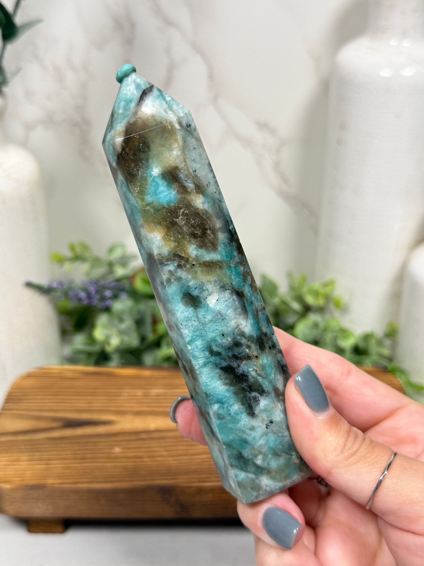 Amazonite + Smoky Quartz Towers