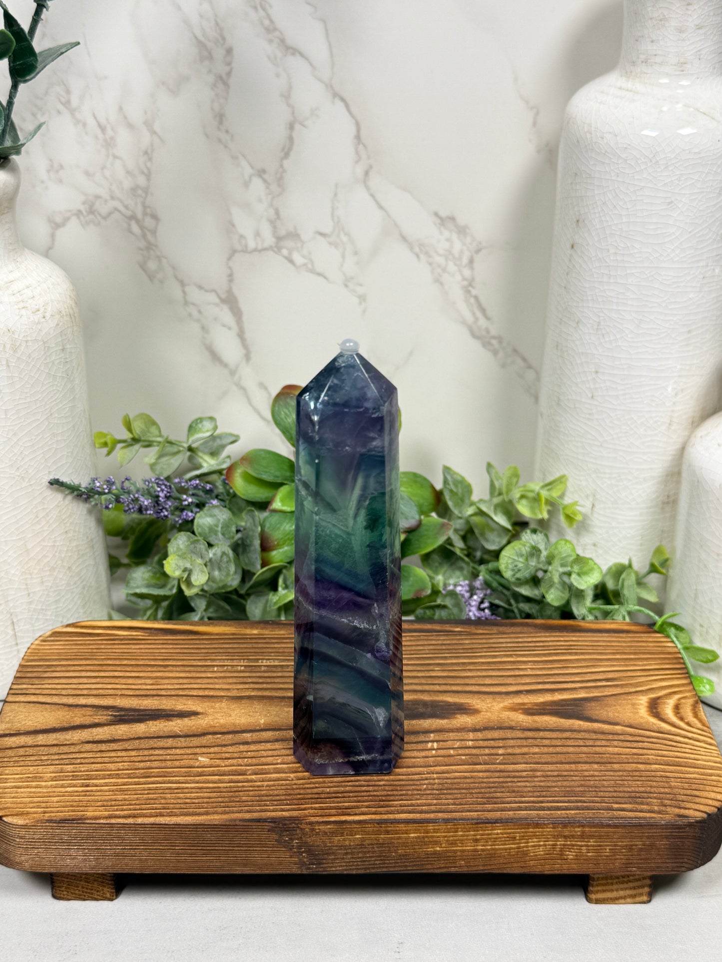 Purple + Green Fluorite Tower