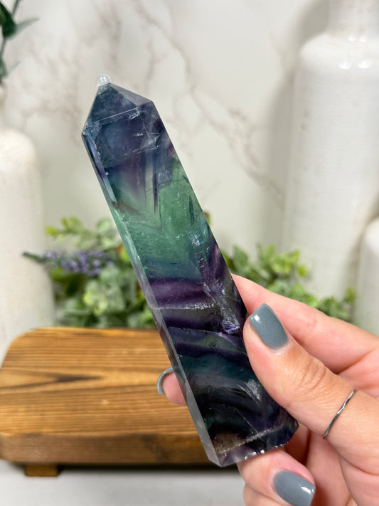 Purple + Green Fluorite Tower