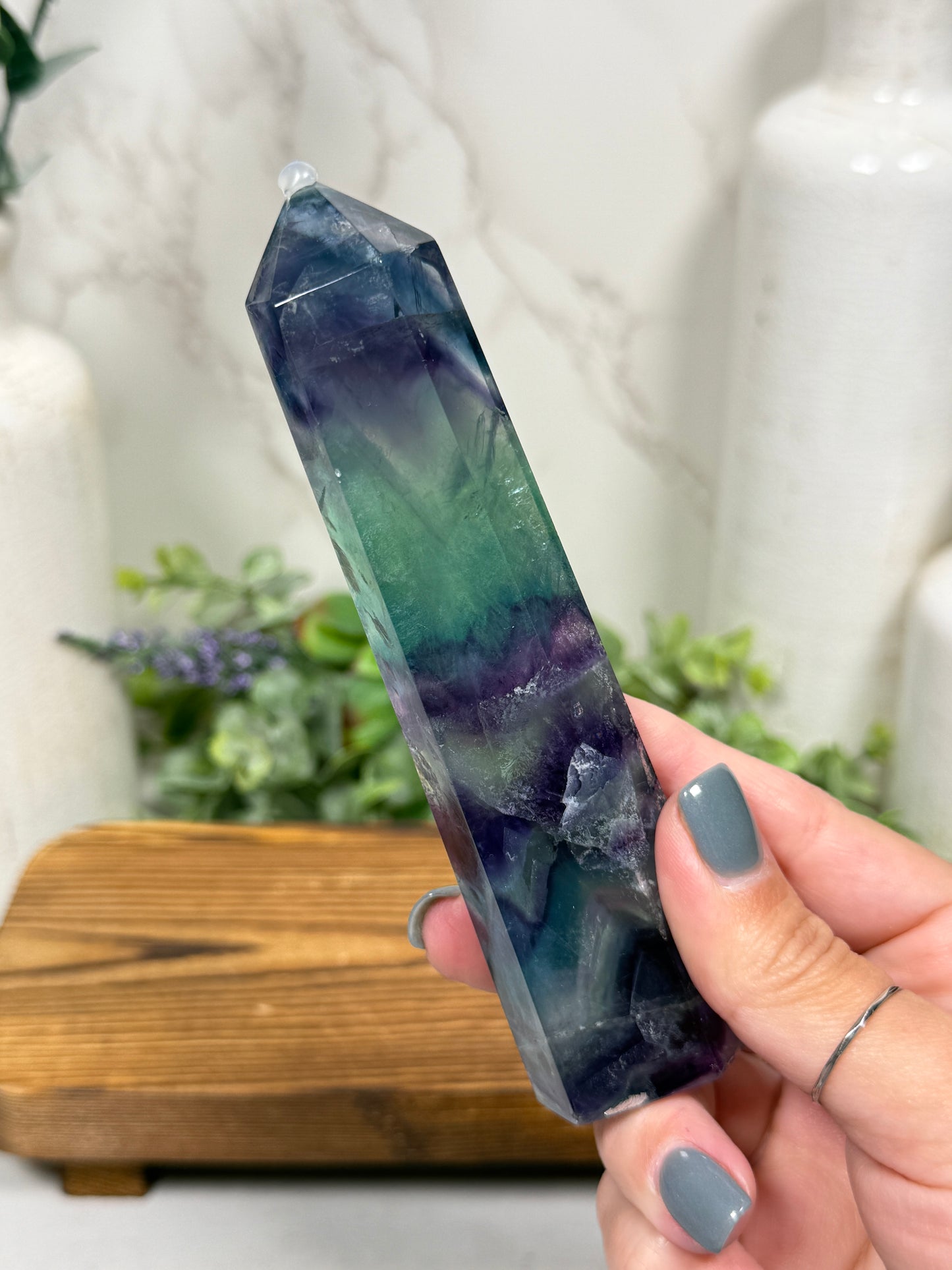 Purple + Green Fluorite Tower