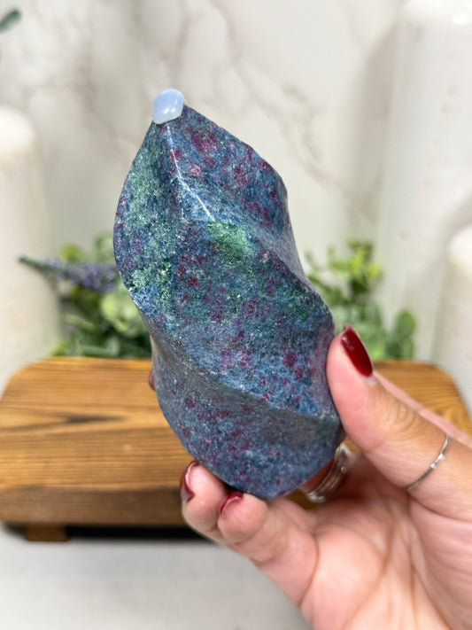 Ruby Kyanite + Fuchsite Flames