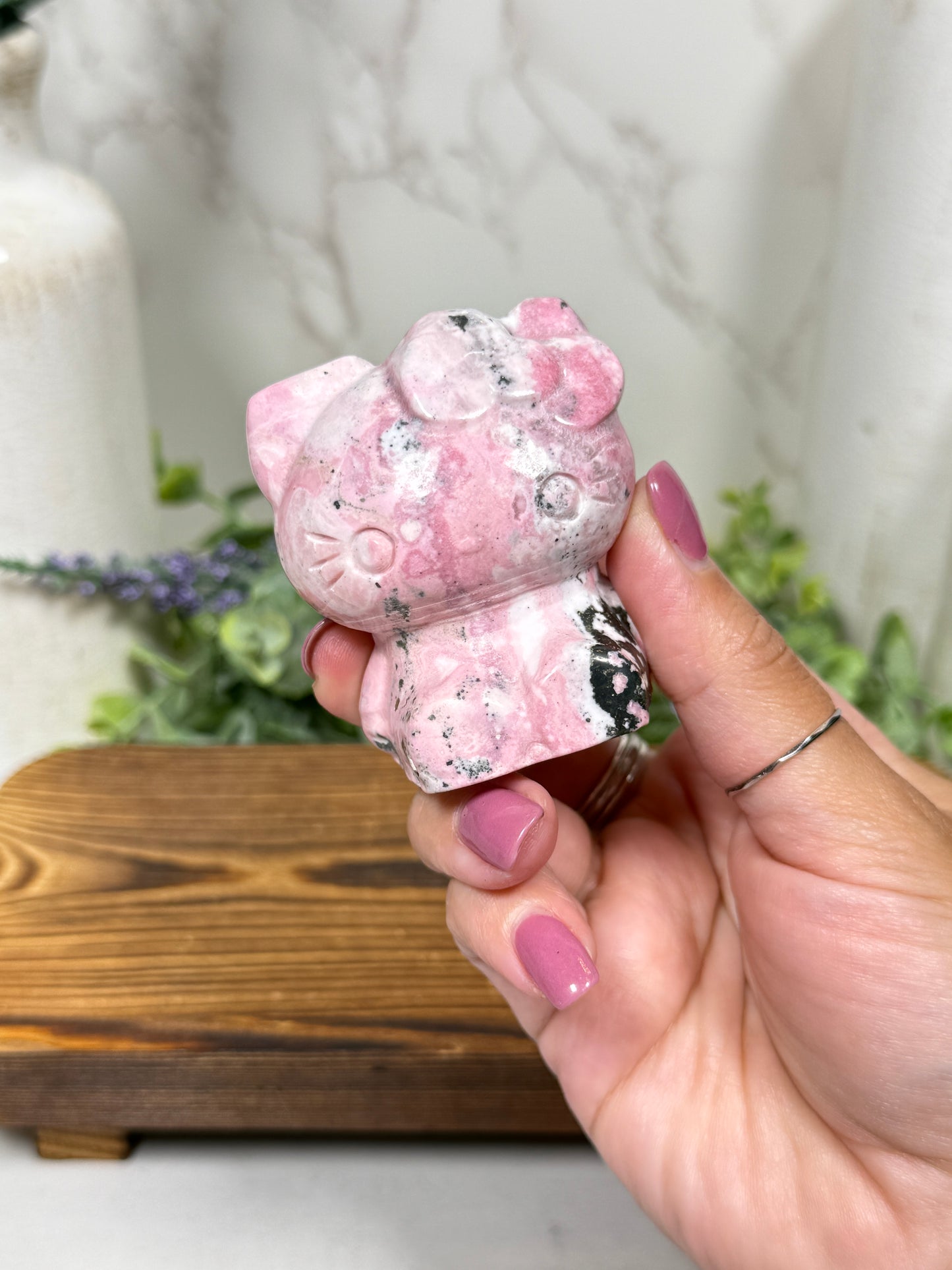 Pink Rhodanite Hello Kitty