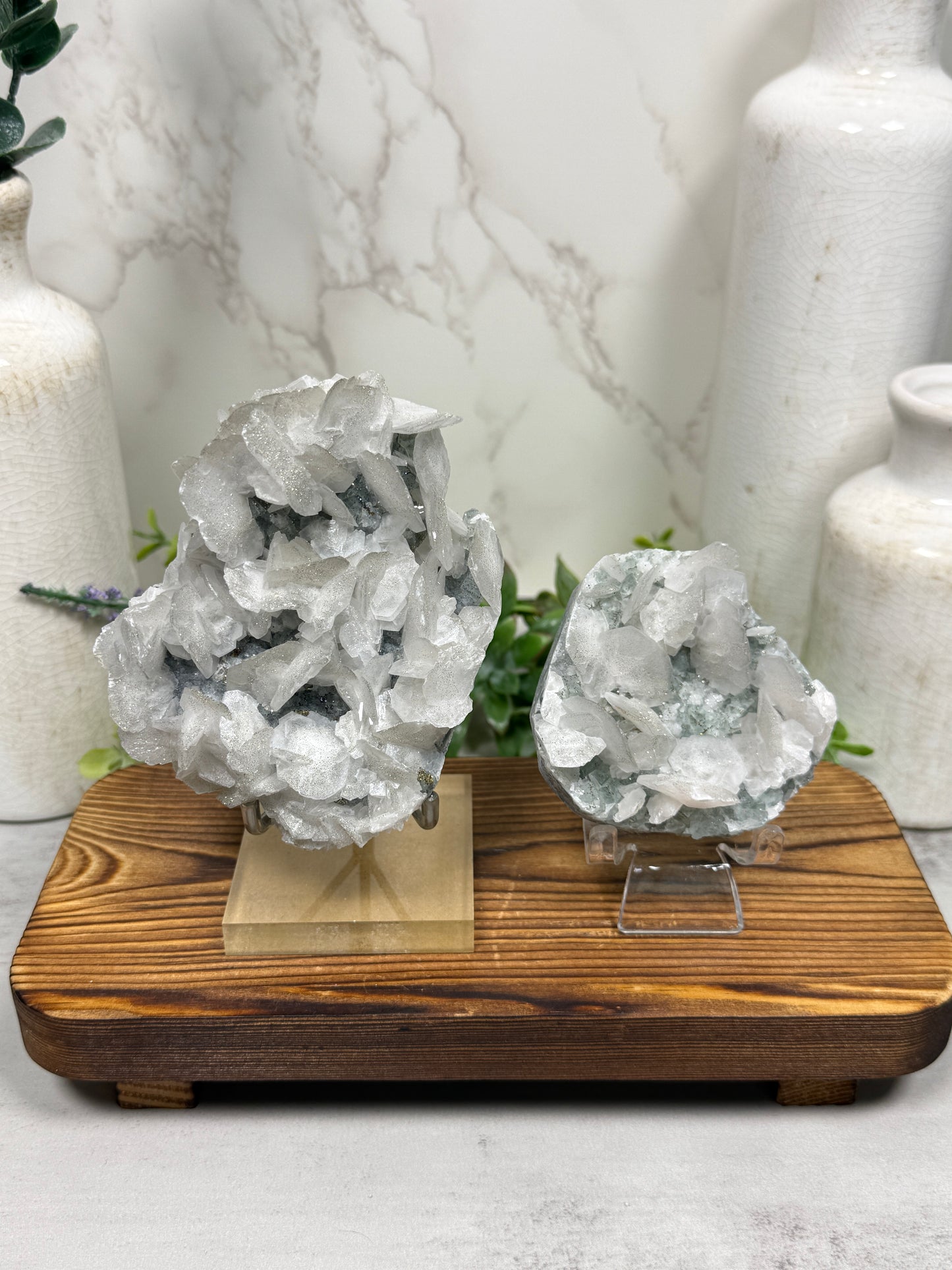 Petal Calcite on Fluorite with Pyrite