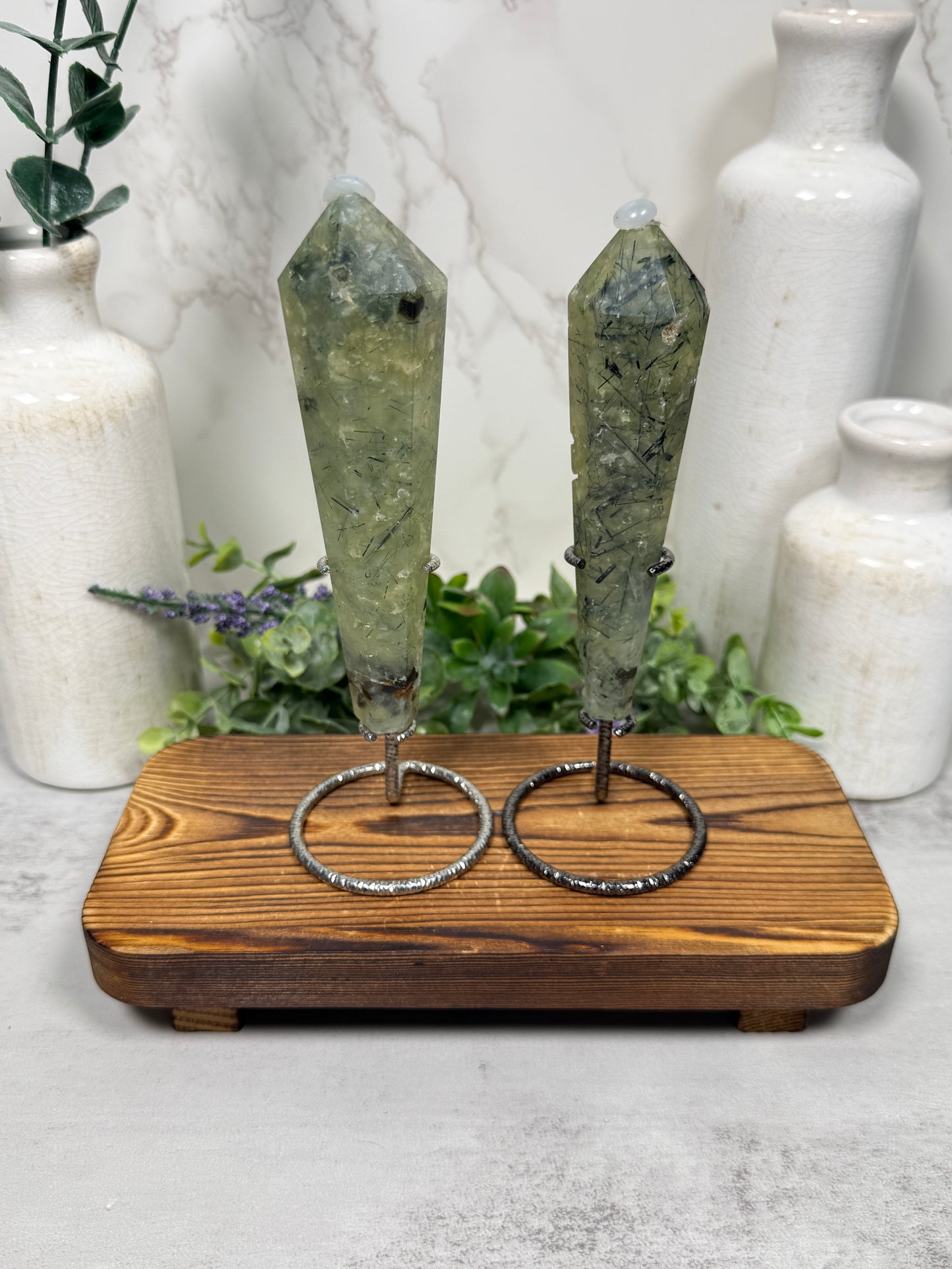 Prehnite Wands on Stands