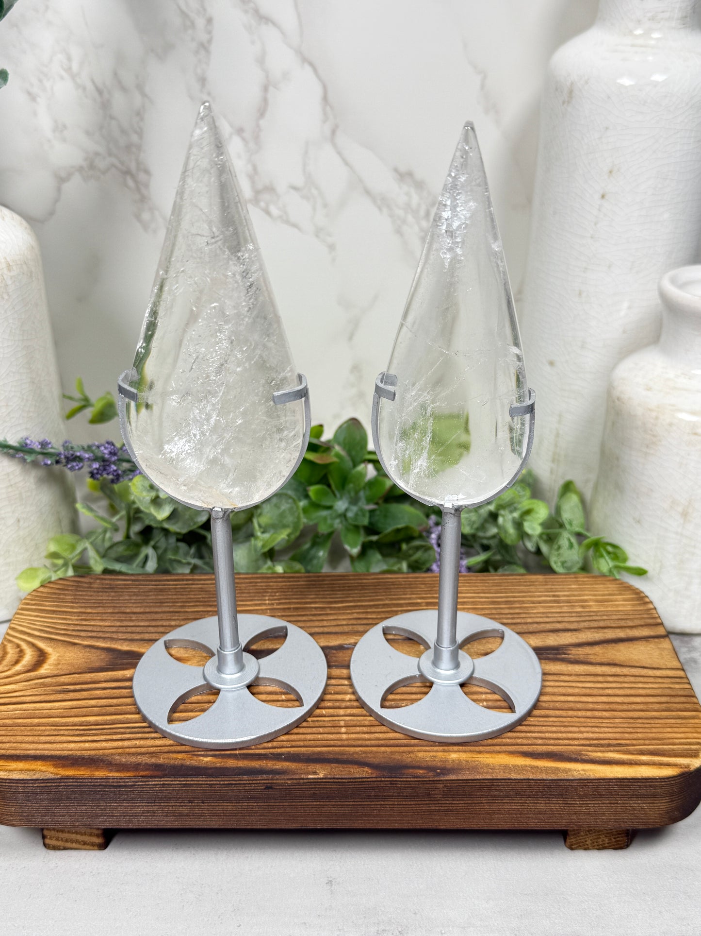 Quartz Teardrops on Stands