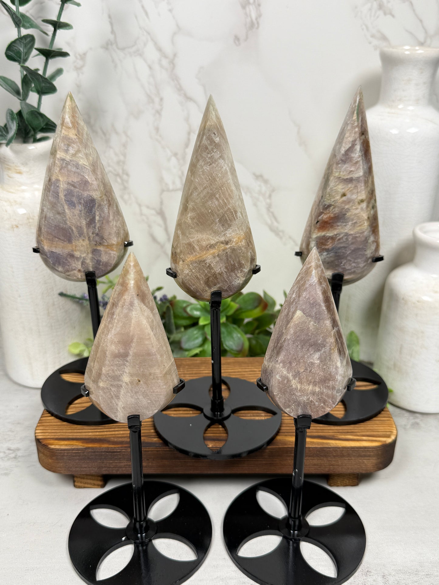 Moonstone Teardrops on Stands