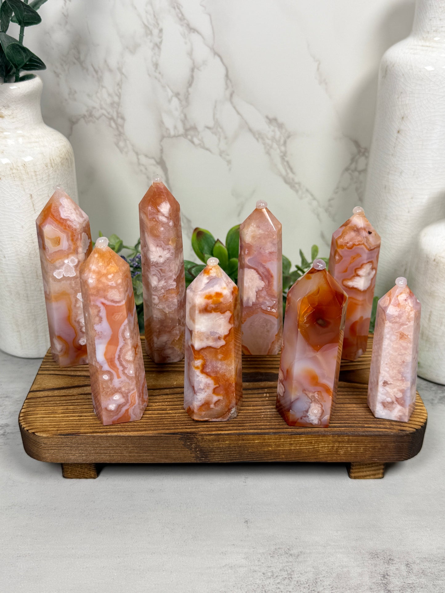 Pink Carnelian Flower Agate Tower