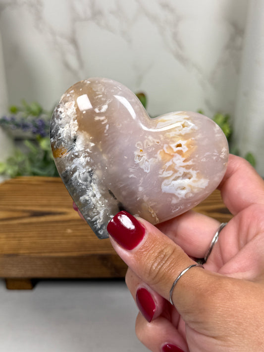 Pink Agate Hearts from Indonesia