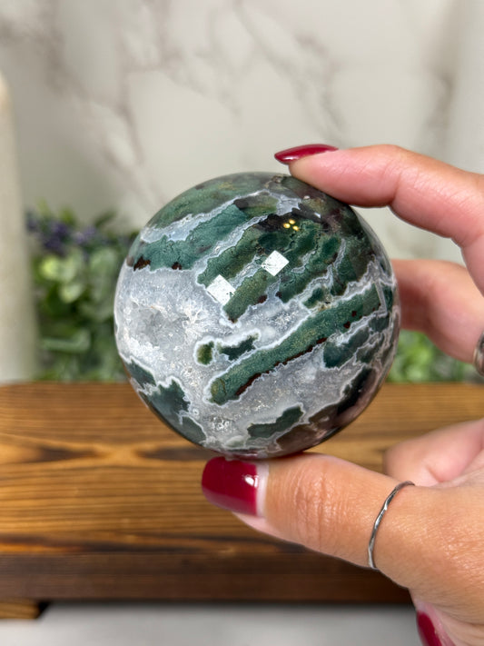 Green Unicorn Jasper + Quartz Spheres