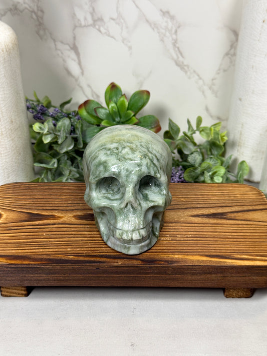 Green Jasper Skull