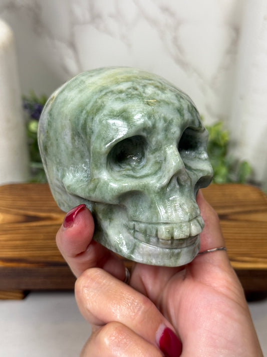 Green Jasper Skull