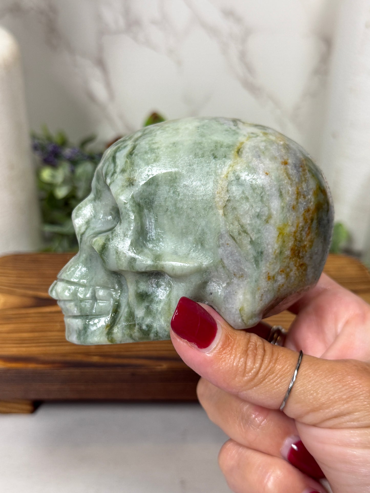Green Jasper Skull