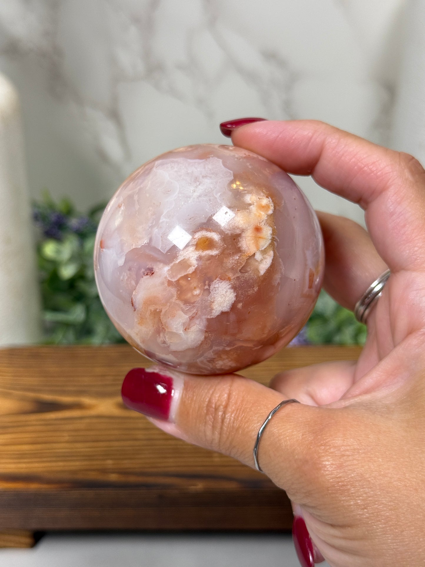 Pink Carnelian Flower Spheres - You Pick!