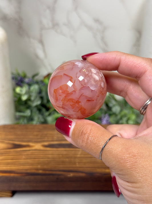 Pink Carnelian Flower Spheres - You Pick!