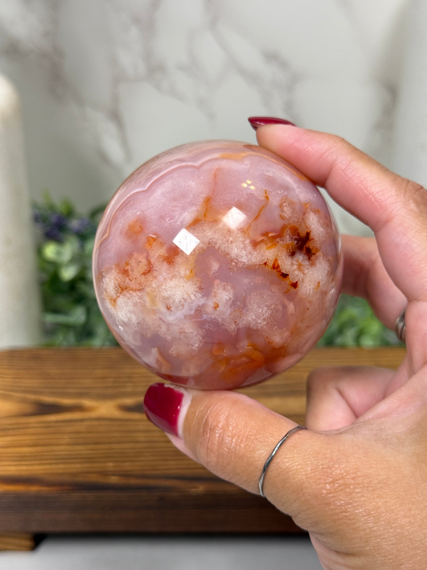 Pink Carnelian Flower Spheres - You Pick!