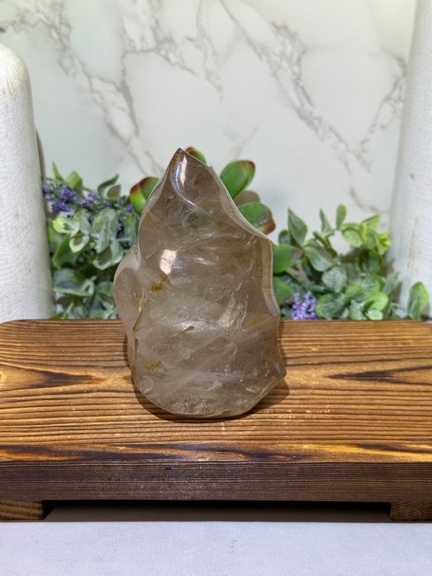 Quartz Flame with Golden Healer Inclusions