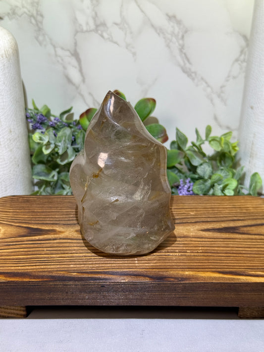Quartz Flame with Golden Healer Inclusions